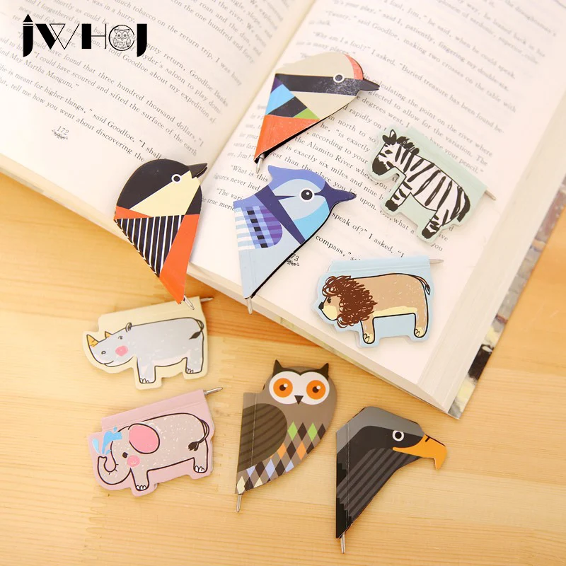 

4 pcs/lot JWHCJ Cartoon animal bookmark with Ballpoint pen material escolar paper bookmarks stationery school supplie papelaria