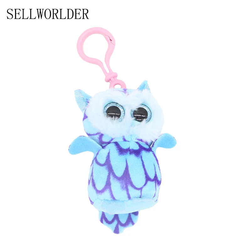 

SELLWORLDER Big Eyes Plush Animal blue owl Dolls Toys with Key Chain Pendant