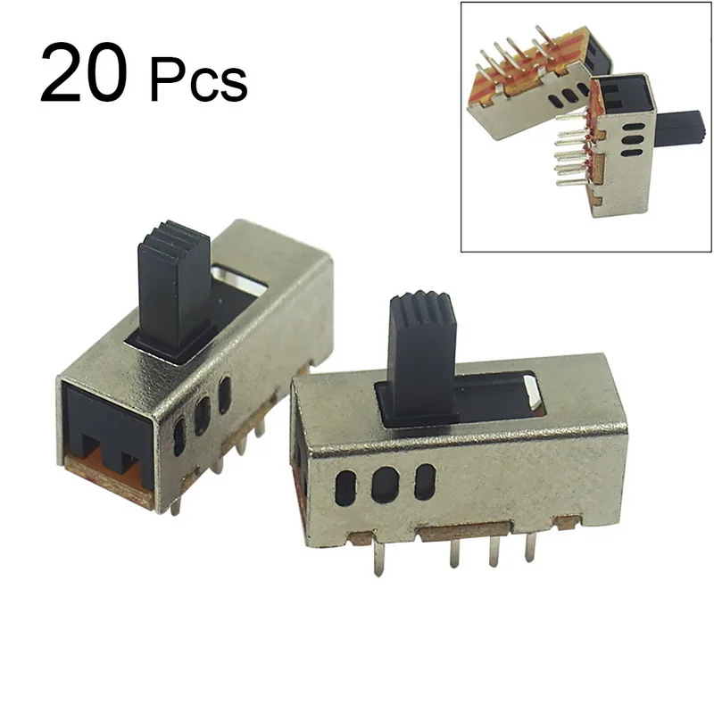 

Urijk 20pcs/set SS-23D07 Double Toggle Switch 8 Pins 3 Files 2P3T Handle High 5mm Small Slide Switch