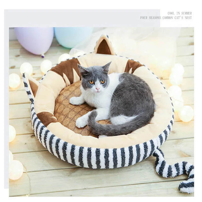

Warm Fleece Pet Dog Cat Bed Dog House Nest with Mat Winter Paw Print Puppy Chihuahua Cushion For Small Medium Dogs Pet Product