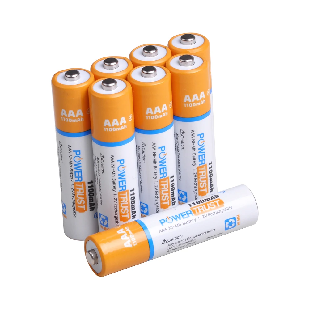 PowerTrust 8 пакетов 1100mAh 1,2 V AAA Ni-MH Аккумуляторная батарея для AAA батарей(чехол в комплекте