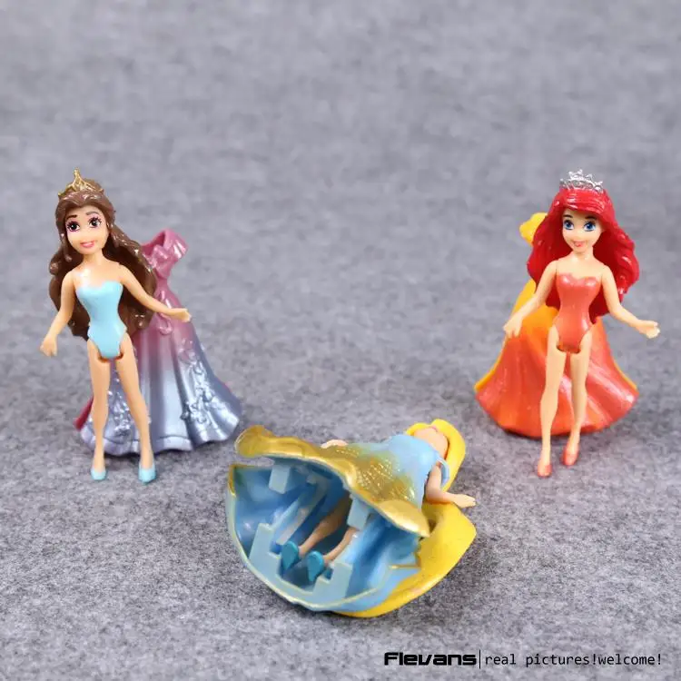 Princess Toys 8pcs/set  Ariel Snow White Aurora Belle Cinderella PVC Figure Toys Gift for Gilrs