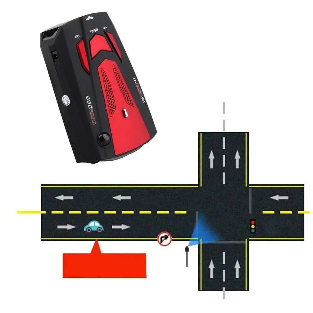 Автомобильный радар-детектор 360 градусов анти-Автомобильный детектор V7 Скорость голосового оповещение, предупреждение 16 Диапазонный детектор контроля скорости красный
