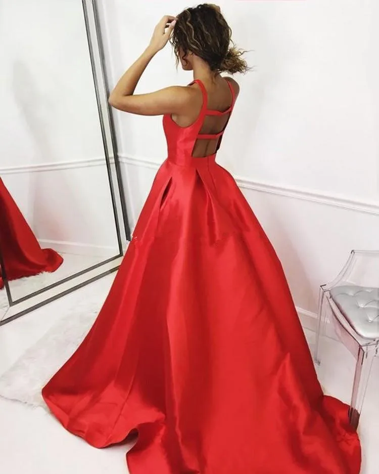 Vestido de baile de cetim vermelho vestidos