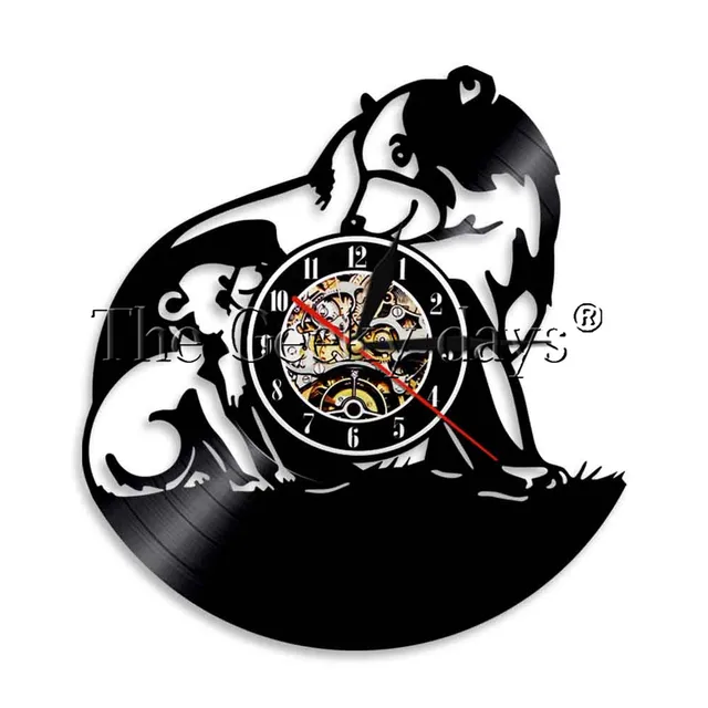 1Piece Bear Vinyl Record Clock Black Family Wall Art LED Light Cub Mother 1Piece Bear Vinyl Record Clock Black Family Wall Art LED Light Cub Mother