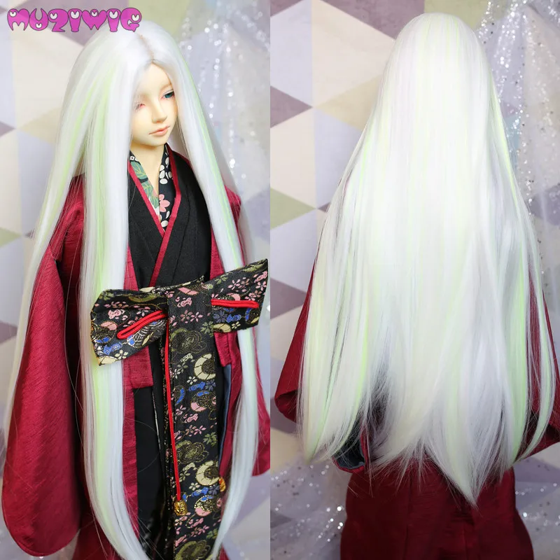 MUZIWIG Synthetic Ancient Style White Purple Green Silver grey Long Straight doll wig hair for bjd 1/3 dolls wigs accessories