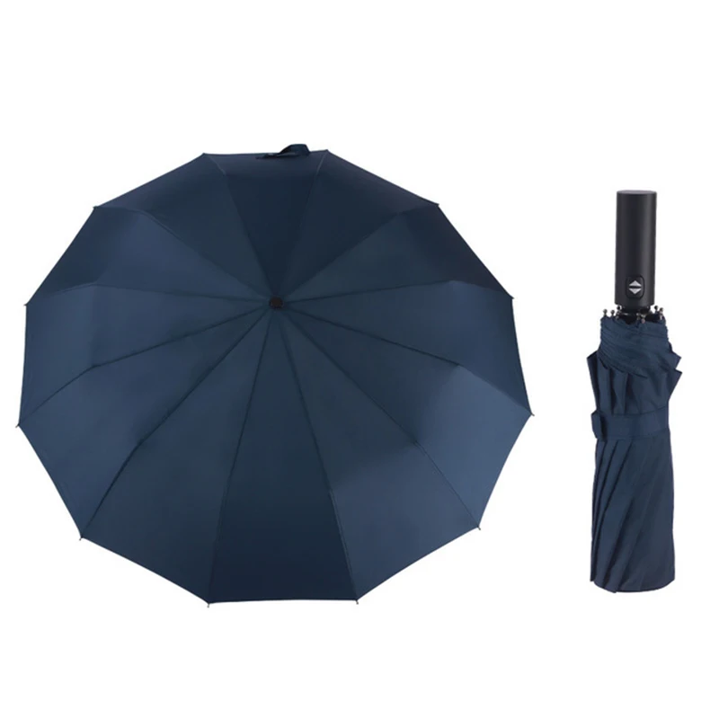 12 ребер большой складной зонтик дождь женщина бизнес мужчины автоматические зонты ветрозащитный мужской Paraguas полосой солнечный и дождливый Зонты