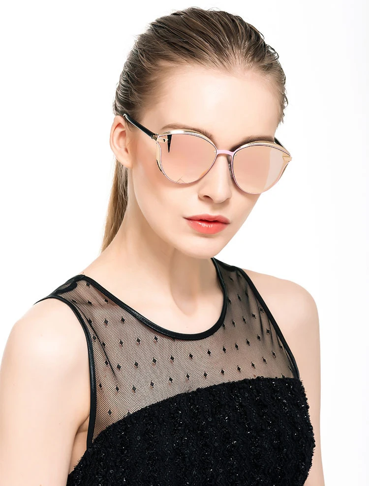 FENCHI Солнцезащитные очки женские поляризованные в форме кошачего глаза зеркальные солнцезащитные очки роскошный дизайн винтажные брендовые Модные женские