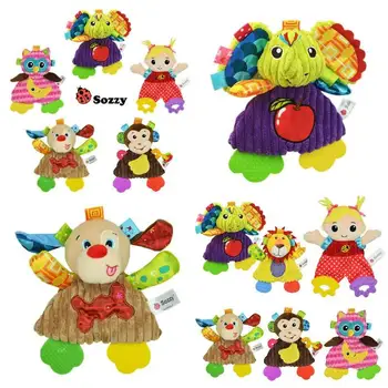 

Baby Appease Towel Toy Teether Ring Paper Soft Cute Cartoon Animals Newborn Infant Playmate Doll Kid Plush Toys FJ