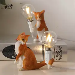 Арт Деко смолы настольная лампа кота для спальни гостиной милые детские прикроватные ночные светильники Лофт Декор журнальный магазин