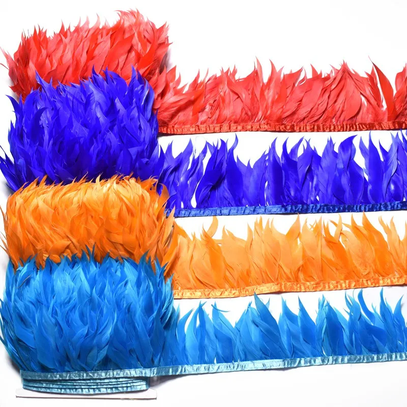 

5-10Meter natural goose feathers ribbon 8-10cm width DIY White wedding feathers Fringe Colored feather Crafts decoration Plumas