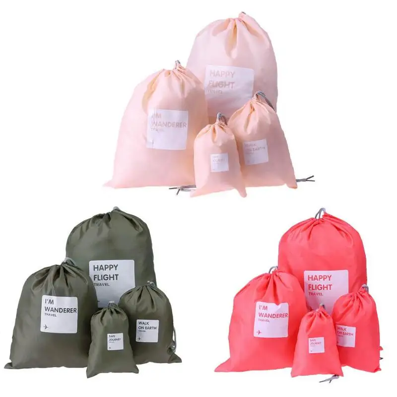 4pcs/set Waterproofing Drawstring Storage Bags Baby Clothing Kids Toys