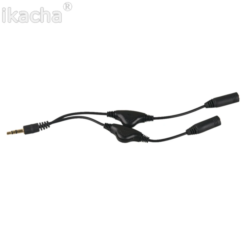 10pcs Black Headphone Stereo Audio Y Splitter 3 5mm Cable Cord With Separate Volume Controls
