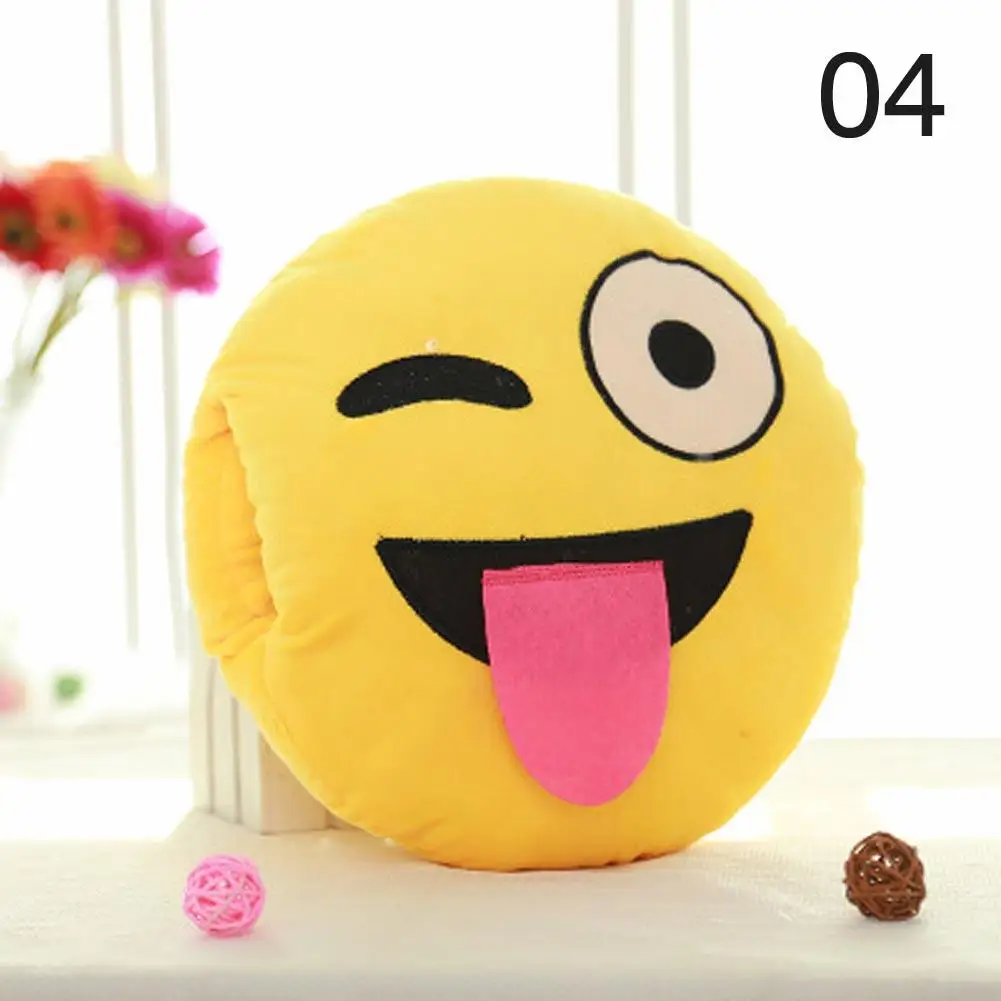 04 Style Smiley Emoji Yellow Round Pillow Sofa decorative pillows