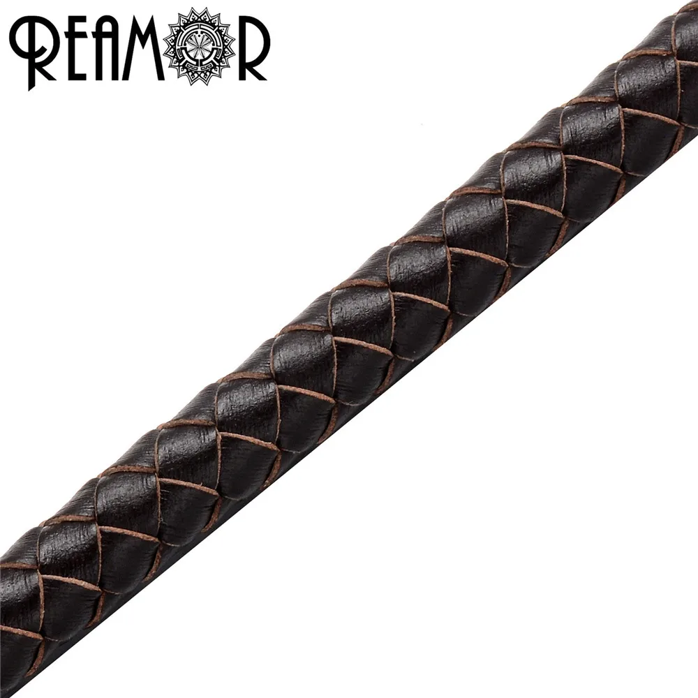 REAMOR 5 типов 8 мм плетеный из натуральной кожи веревочный шнур для браслет ювелирных изделий Ремесла оптом DIY находок - Цвет: Brwon Braided
