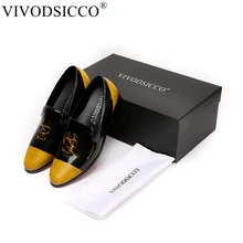 VIVODSICCO Для мужчин черные лакированные Кожаные туфли вечерние и свадебные Мужские модельные туфли роскошные мужские мокасины ручной работы мужские Туфли без каблуков