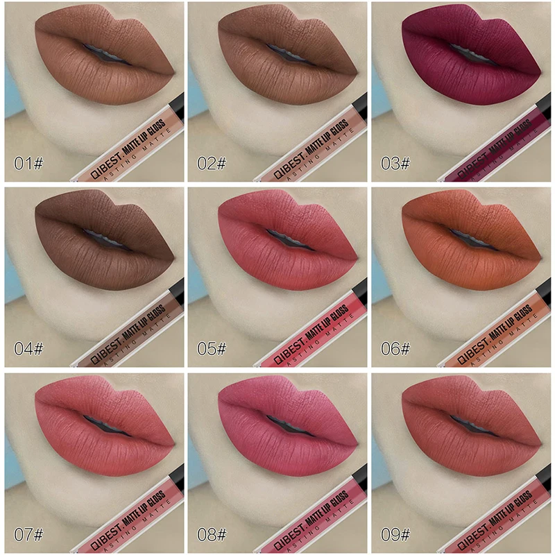 Qibest Matte Lipstick Liquid Nude Batom Mate Makeup Waterproof Liquid Lipstick Long Lasting Lip Tint Matte Cosmetic No-stick Cup