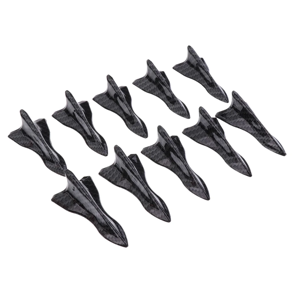 10 Pieces Universal Car ABS Roof Air Vortex Generator Shark Fin Decorative Diffuser Spoiler Black Gray
