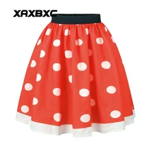 XAXBXC 009 модная красная белая юбка в горошек с 3D принтами Летняя Сексуальная юбка принцессы с пузырьками плиссированная для катания на коньках юбка миди до колена Женская юбка