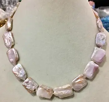 

new Huge 18" 15x20mm Rectangle Lavender Coin Freshwater Pearl Necklace