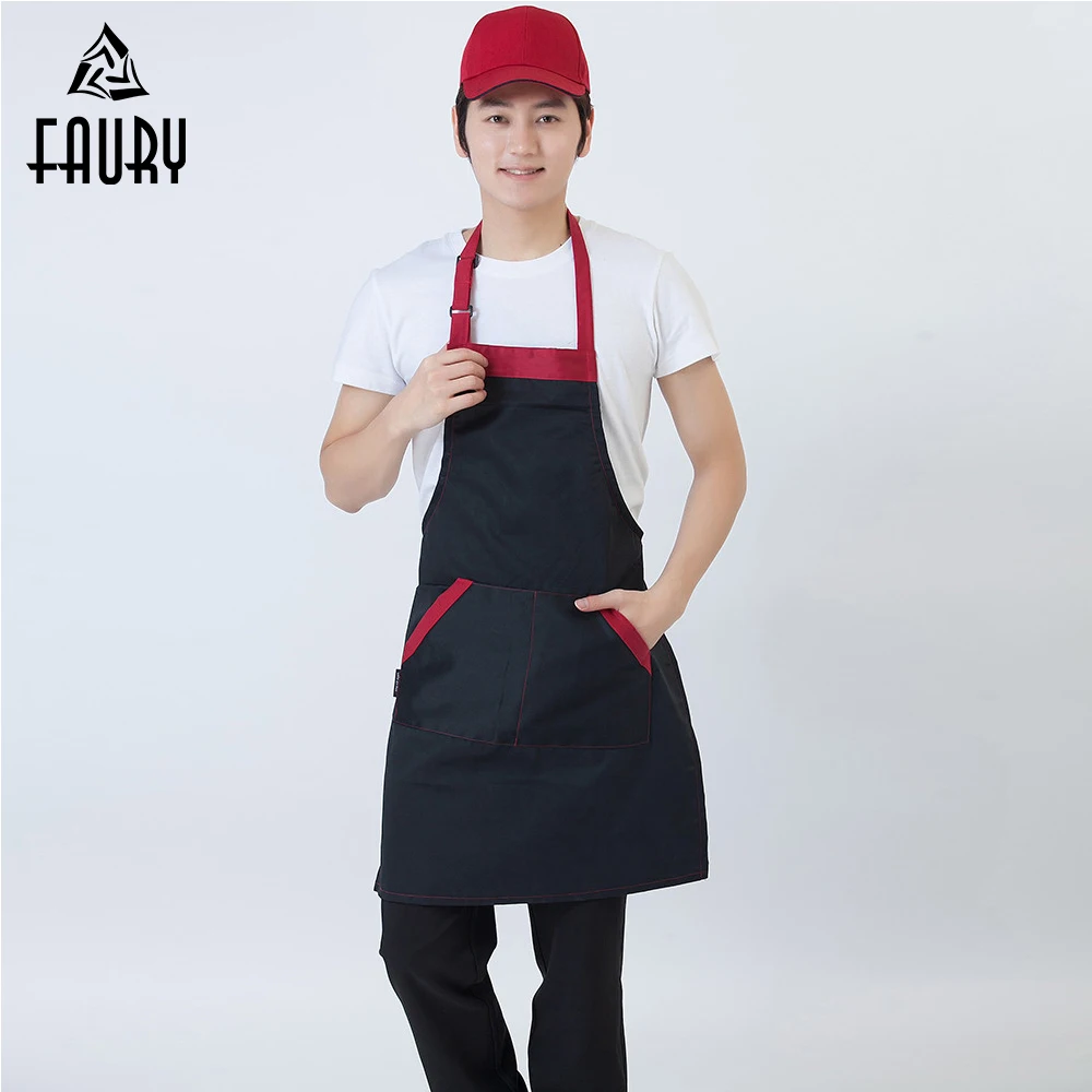 Wholesale Food Service Apron Unisex Spliced Color Adjustable Halter