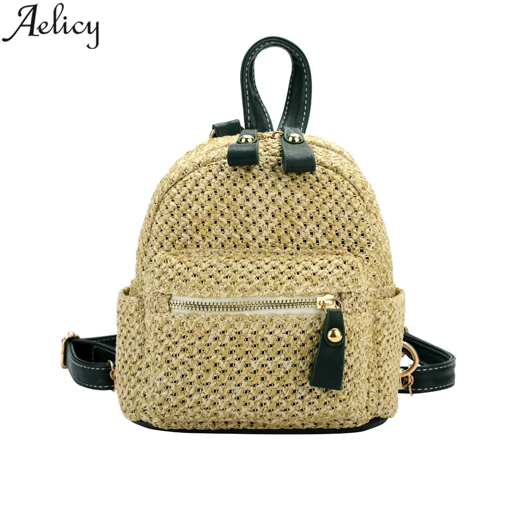 Aelicy Модные женские тканые сумки для девочек мини рюкзак дорожный школьная сумка
