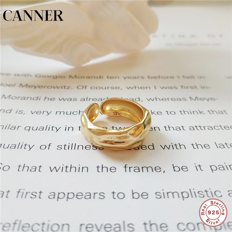

CANNER 925 sterling silver gold color rings designer works simple element design personality rings for women fashion jewelry R4