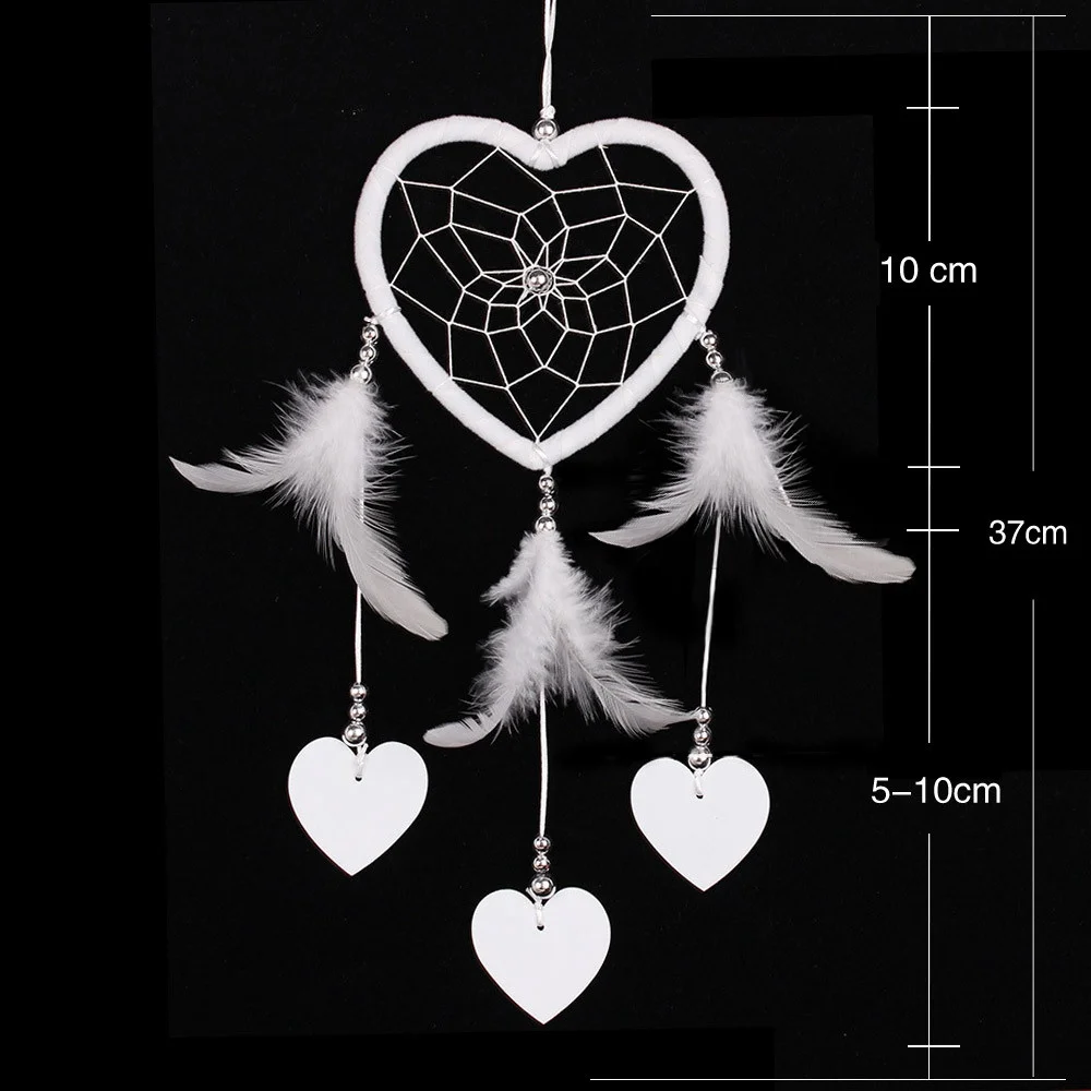 Handmade Dream Catcher Net Love Heart Shape Dream Catcher with Feather