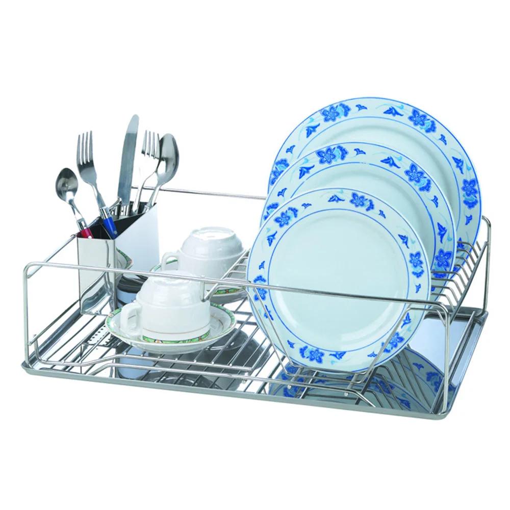 المطبخ تخزين الرف لوح من الفولاذ المقاوم للصدأ طبق كوب استنزاف رف مع حوض غمس استنزاف عاء رف المطبخ تخزين الرف