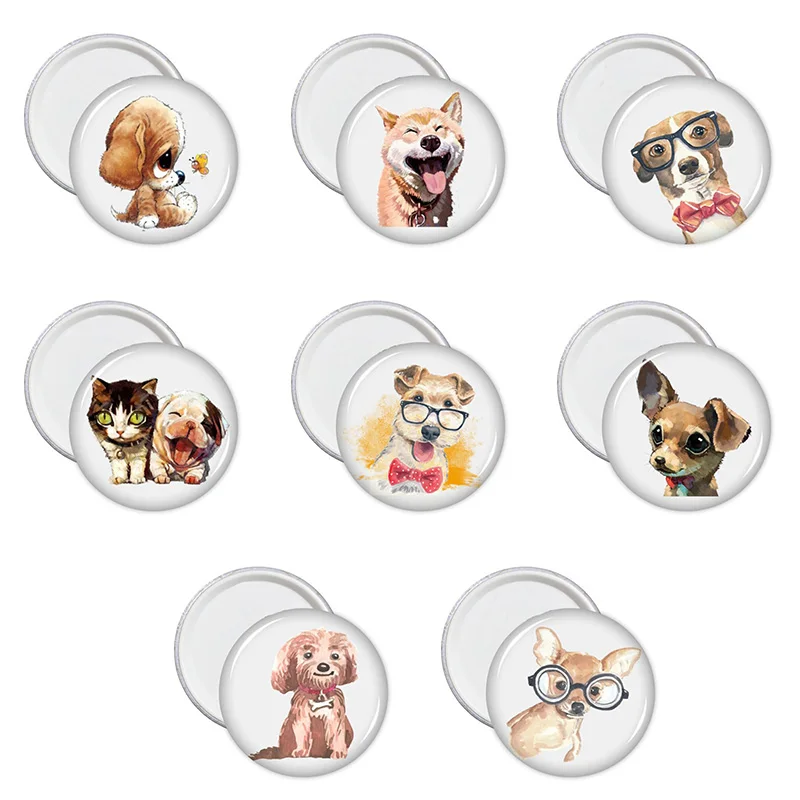 8PCS 30mm Cartoon Hand painted Dog Fridge Cute Shiba Inu Bulldog Crystal Glass