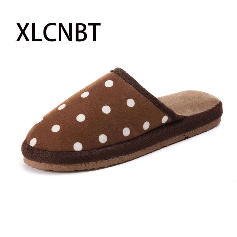 

2018 autumn winter home indoor couple cotton slippers men slipper non-slip thick cotton shoes striped suede slippers free size