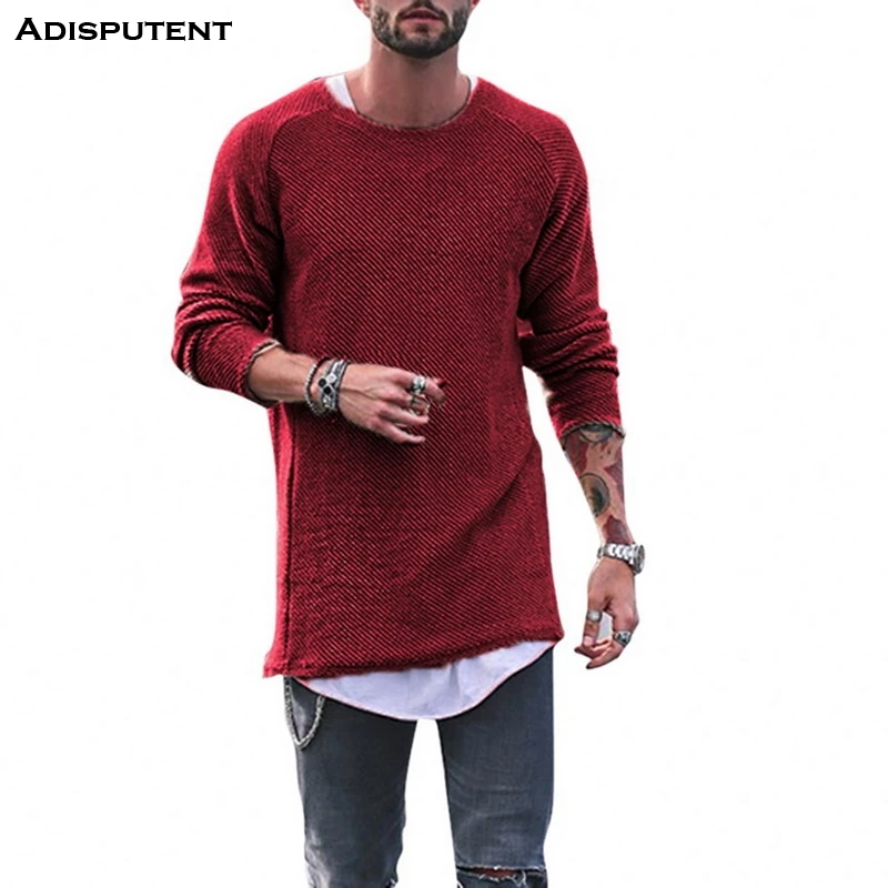 

Adisputent 2019 Men Sweater Autumn Winter Knitted Solid Simply Style Pullover Casual Loose Round Neck Sweater Jumper Males