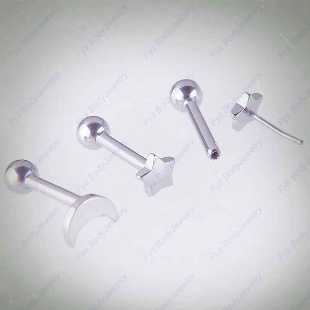 16g 18g High polishing G23 Titanium Threadless Push Pin Ear Cartilage Helix Tragus Stud Barbell Labret Lip Piercing Body Jewelry | Украшения