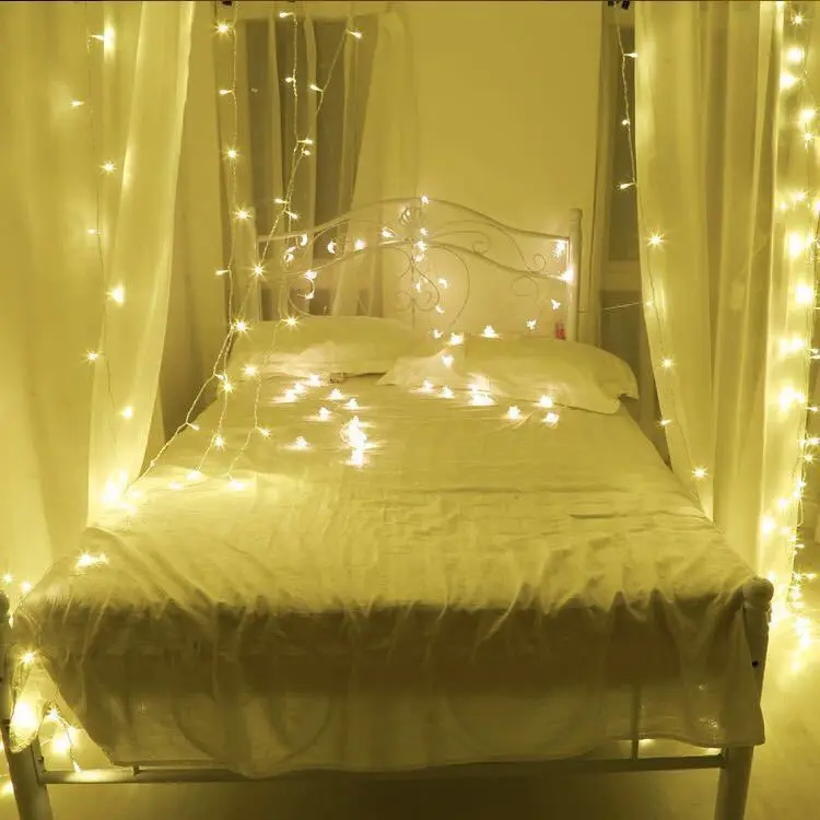 

LED curtain lamp string 6-3 meters warm white 150 star lamp bedroom lamp decoration