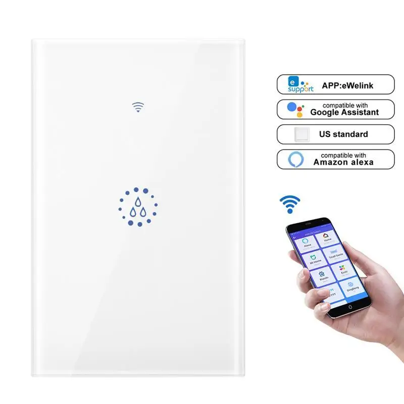 Wifi бойлер умный переключатель водонагреватель переключатели голосовой пульт дистанционного управления EU/US размер Сенсорная панель таймер уличная работа alexa google home - Цвет: US Type White