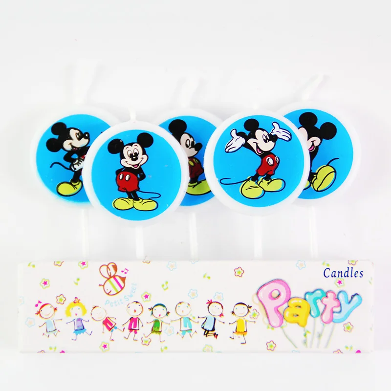 

Mickey Cartoon Candles Birthday Party Cake Cupcake Toppers Birthday Candle Party Supplies 5pcs/lot