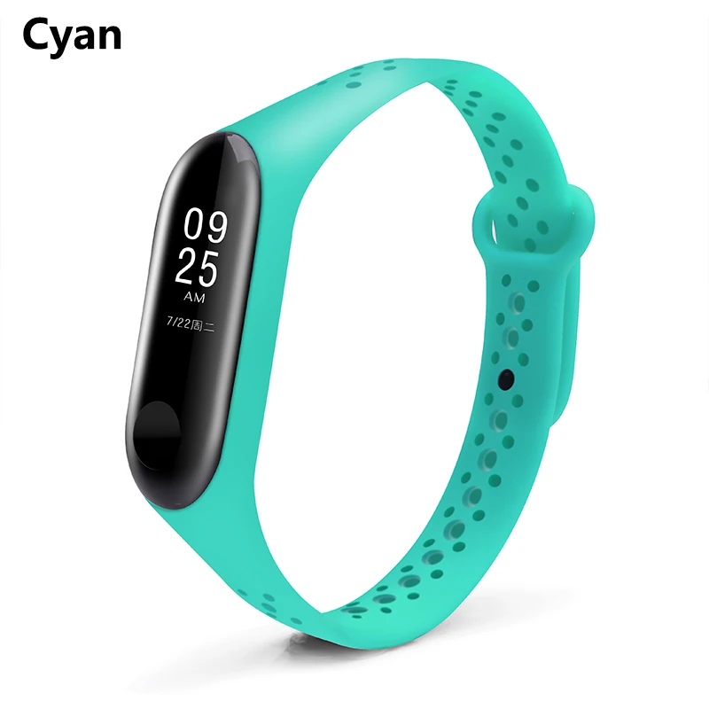 Cyan BOORUI для xiaomi mi band 3 ремешок спортивный mi band 3 аксессуары дышащий m3 ремешок на запястье умная электроника носимые устройства - Цвет: Cyan