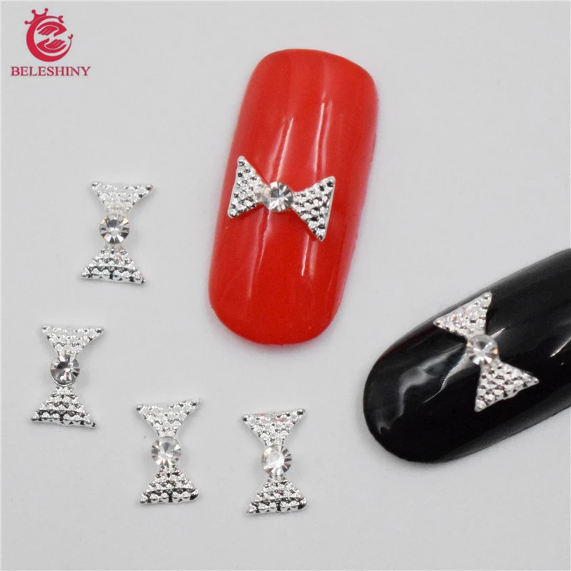 Buy Beleshiny 50Pcs new Silver bow, 3D Metal Alloy