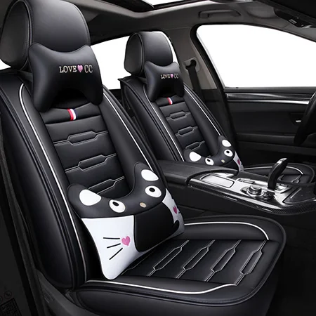 Black White Cartoon Чехлы из искусственной кожи с мультяшным рисунком для kia ceed cerato sorento sportage 3 r soul of 2010 2009 2008 2007 - Название цвета: Black White Cartoon