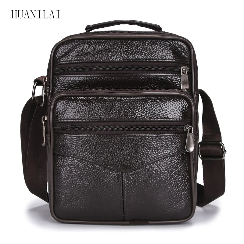  HUANILAI Men Bags Messenger Bags Fashion Business Shoulder Bags For Men Genuine Leather Bags High C - 32967129202