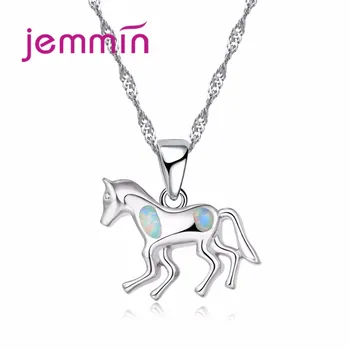 

New Fashion Handmade Opal Jewelry 925 Sterling Silver Opal Horse Pendant Necklace Jewelry For Gif New
