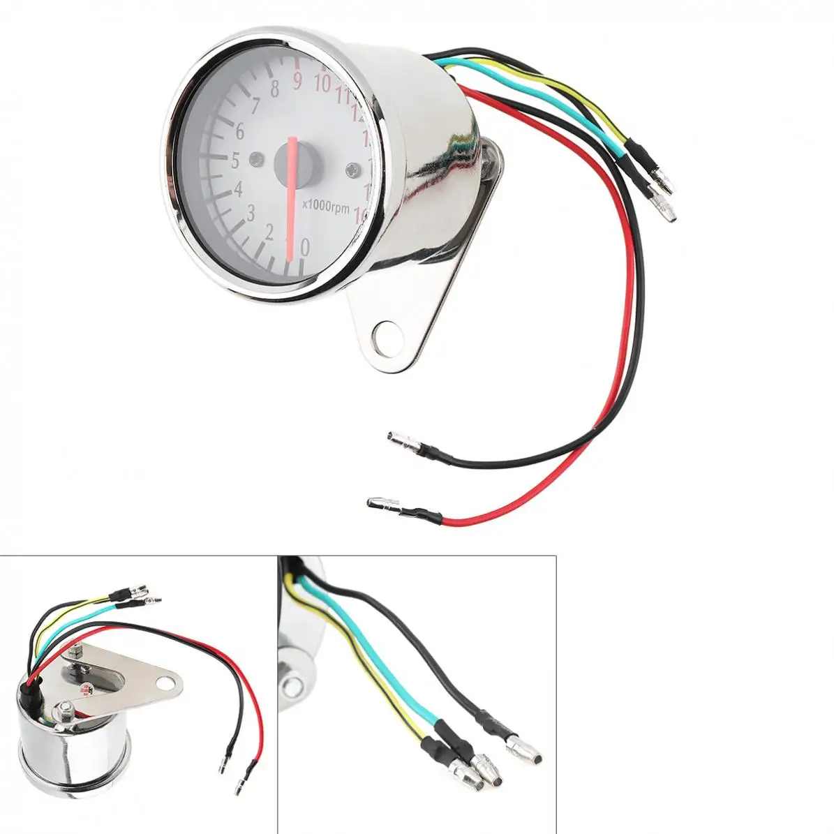 Универсальный 1,6 W 12V мотоциклов Тахометр тип указателя белый ретро светодиодный индикатор светильник магнитной индукцией двойной пройденное расстояние в милях