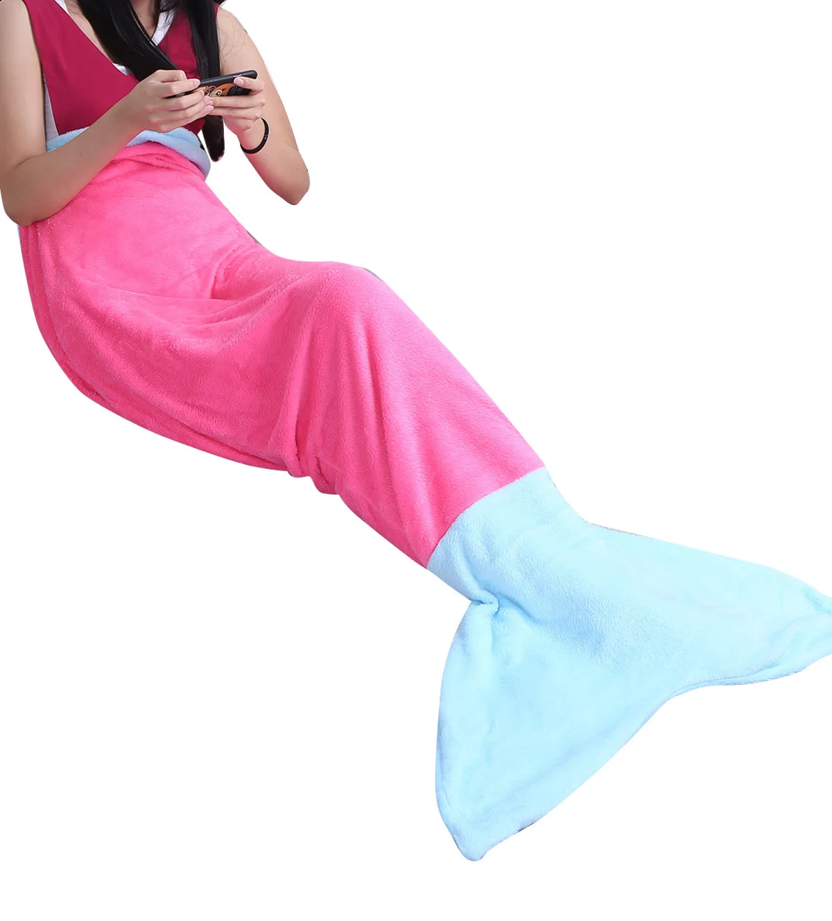 Дешевая фланель флис русалки Одеяло покрывало для сна ТВ диван Одеяло детские пижамы для детей и взрослых, покрывала для постели сумка тяжелое одеяло - Цвет: Hot Pink Blue