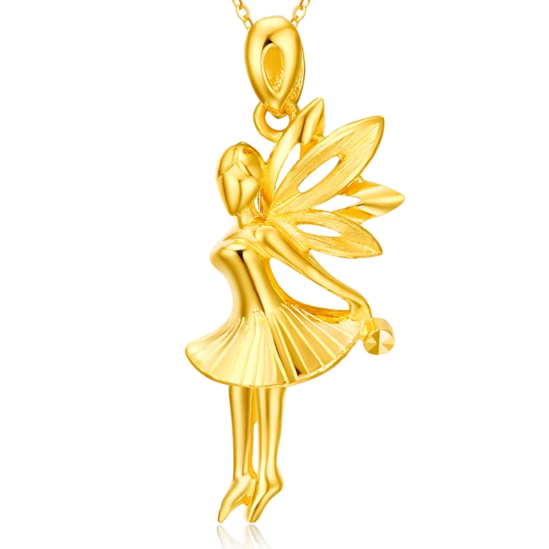 

New Arrival Solid 24K Yellow Gold Pendant 999 Gold Women Angel girl Pendant 3.19g