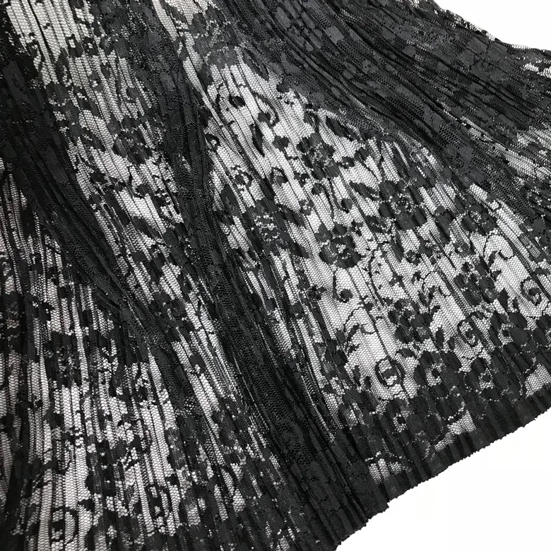 Черная нежная морщинка кружевная ткань эластичные Цветы DIY торт юбка ткань RS1549