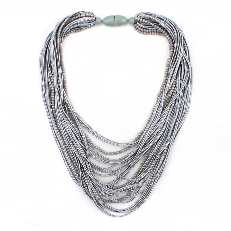 Florosy длинная веревочная цепочка ручной работы, новое модное массивное ожерелье для женщин, многослойное массивное ожерелье из хрустальных бусин, ювелирное изделие