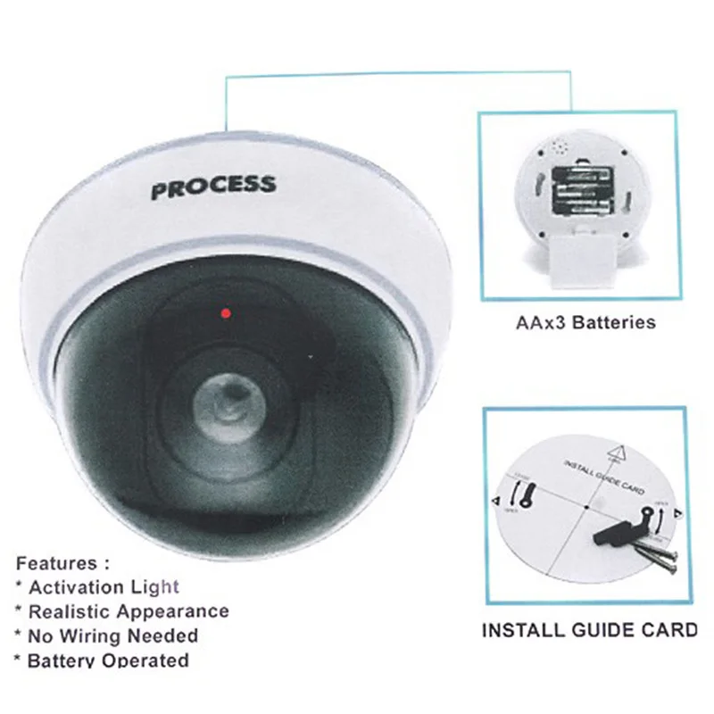 

LED Light Dummy Dome CCTV Security Home Safe Surveillance Camera Flashing Fake Cam 2pcs/lot Wholesale