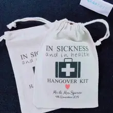 На заказ в болезни и в здоровье свадебный набор от похмелья подарок сумки мальчишник, девичник вечерние Подарочный пакет конфеты мешки