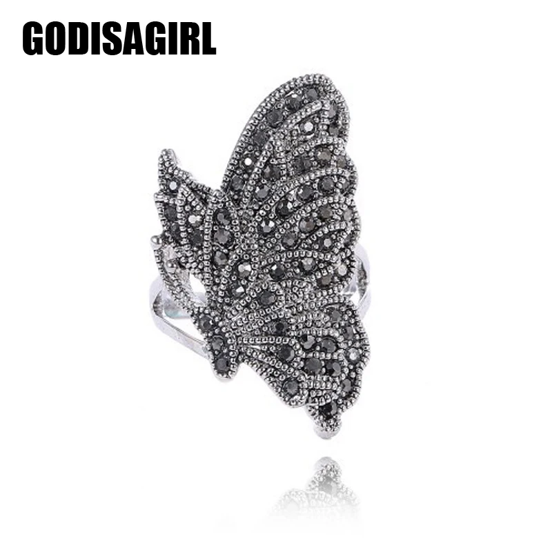 Модные ювелирные изделия Античное посеребренное женское Ретро винтажное черное