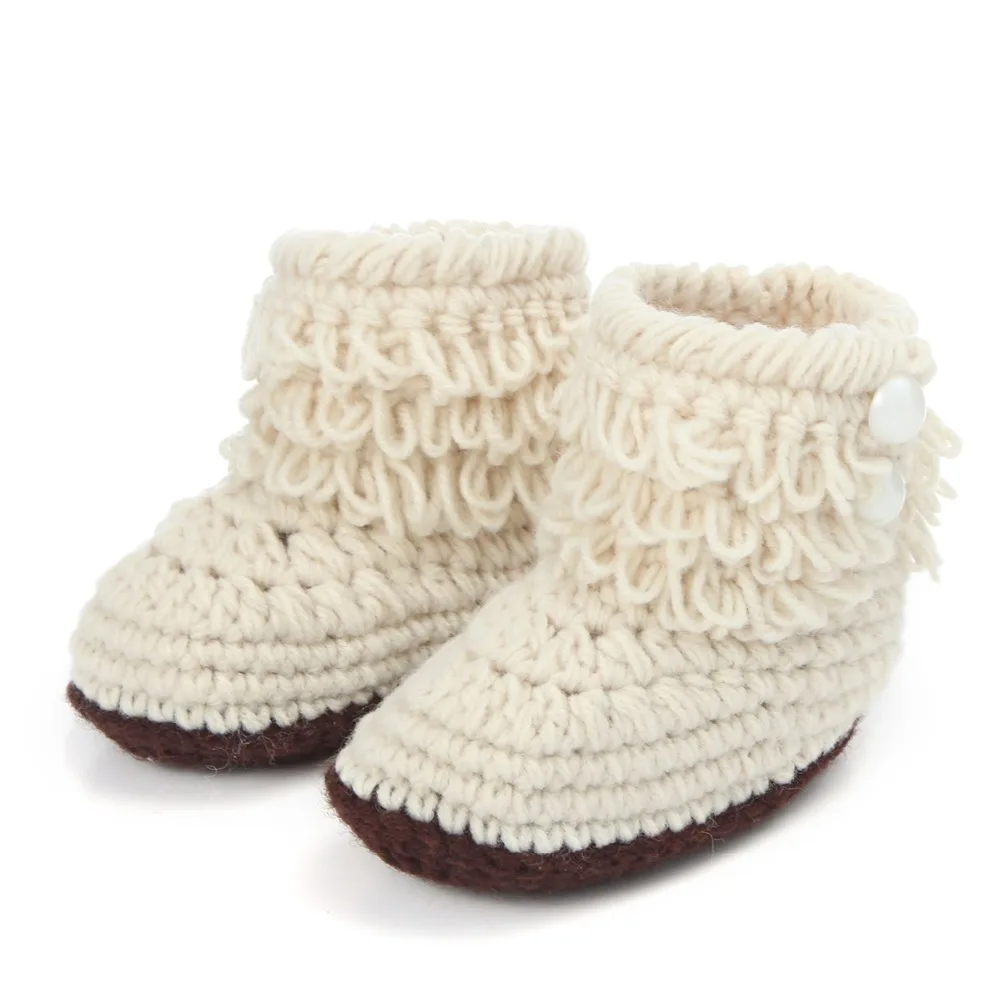 Puseky/шерстяная детская обувь для младенцев; кроше вязаный флисовый теплый ботинок для маленьких девочек и мальчиков; шерстяная зимняя обувь для детской кроватки; Зимние ботиночки